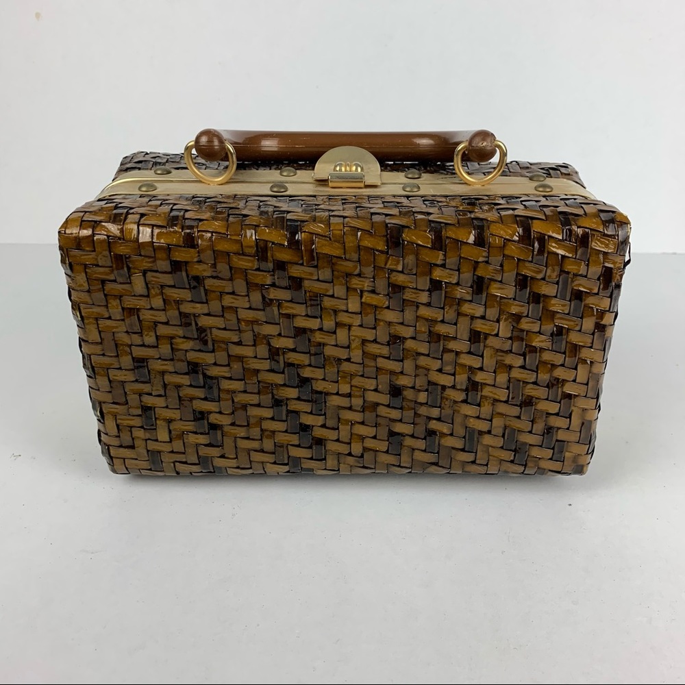 Delill Vintage 1950s Box Purse Basket Weave